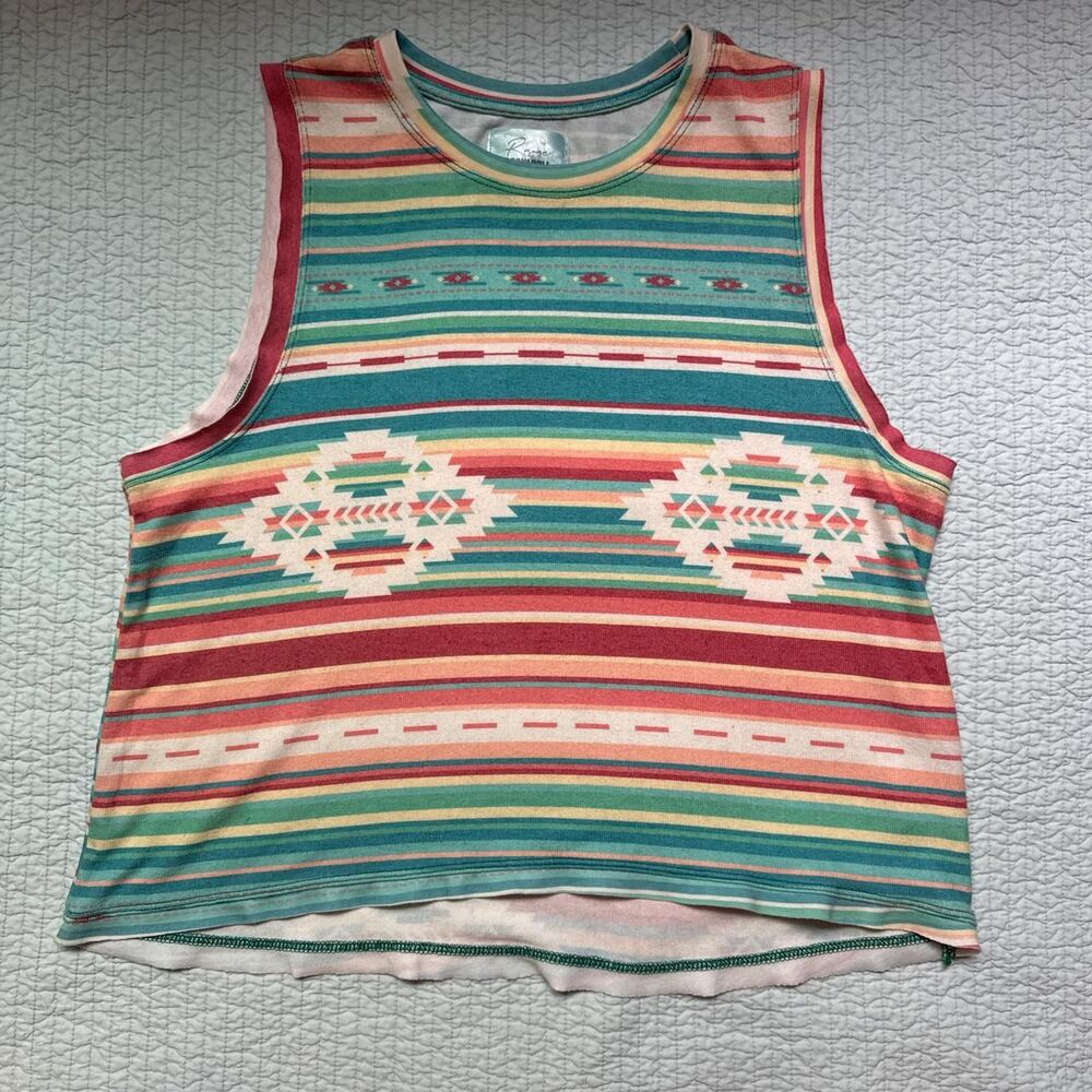 Range by Rock n' Roll Denim Super Soft Knit Southwestern Western Tank Top, Large